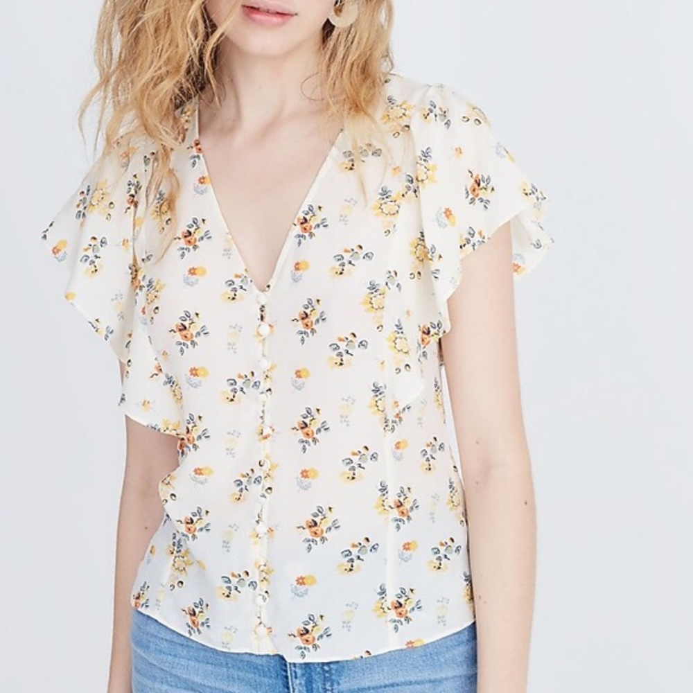 Silk Camelia Flutter Sleeve Top